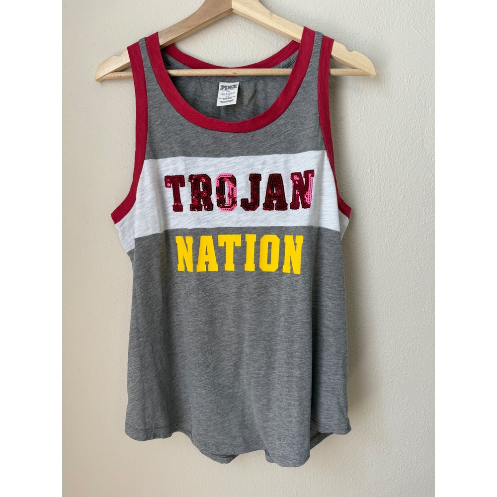 Retired PINK Victoria's Secret Collegiate Collection Trojan Nation Sequin Tank